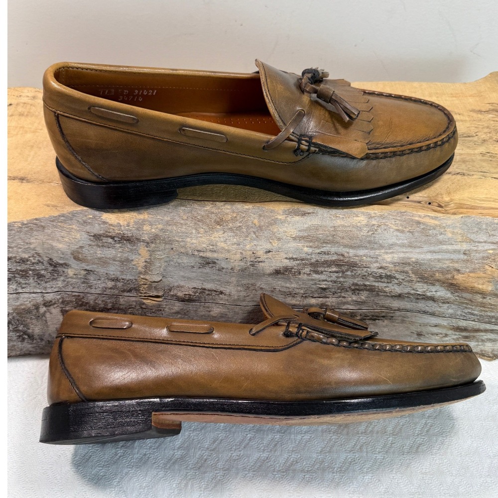 Allen Edmonds Lowry Hill Tan Leather Tassel Kiltie Loafers Mens 11 D USA 31421 - Picture 3 of 8